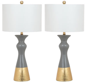 Safavieh IRIS, Elegant Grey and Gold Ceramic Table Lamp Set of 2 – Modern Ambiance for Any Room Decor! LIT4513A-SET2