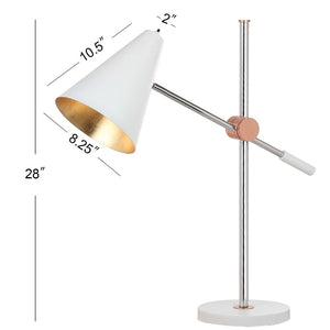 Safavieh ALEXUS, Elegant 28-Inch Iron Table Lamp for Modern Spaces - Timeless Design and Versatile Style Chrome / White LIT4517A