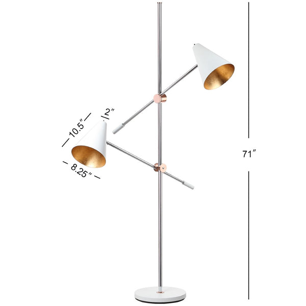 Safavieh REED Floor Lamp - Modern Minimalist Lighting Solution for Brightening Living Spaces and Offices Chrome / White LIT4518A