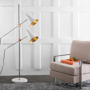 Safavieh REED Floor Lamp - Modern Minimalist Lighting Solution for Brightening Living Spaces and Offices Chrome / White LIT4518A
