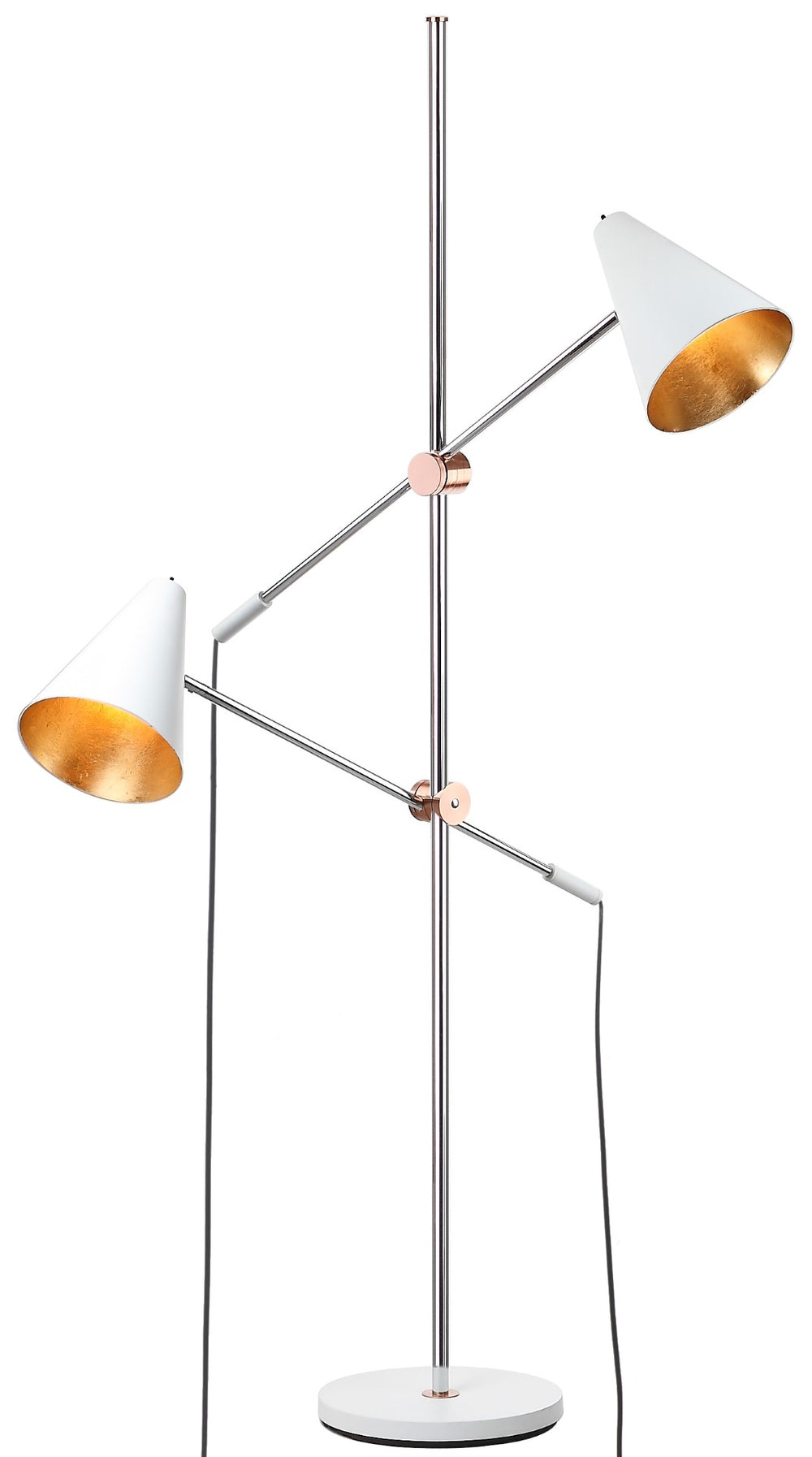 Safavieh REED Floor Lamp - Modern Minimalist Lighting Solution for Brightening Living Spaces and Offices Chrome / White LIT4518A