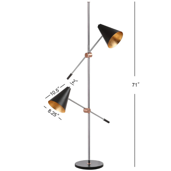Safavieh REED Floor Lamp - Modern Minimalist Lighting Solution for Brightening Living Spaces and Offices Chrome / Black LIT4518B