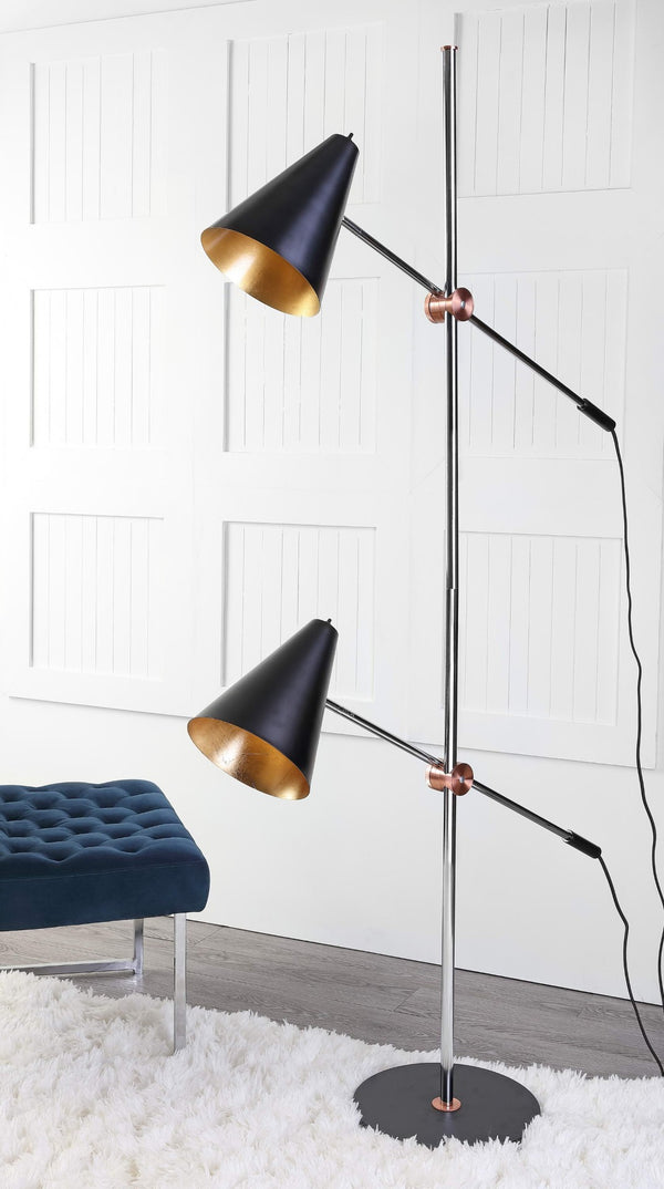 Safavieh REED Floor Lamp - Modern Minimalist Lighting Solution for Brightening Living Spaces and Offices Chrome / Black LIT4518B
