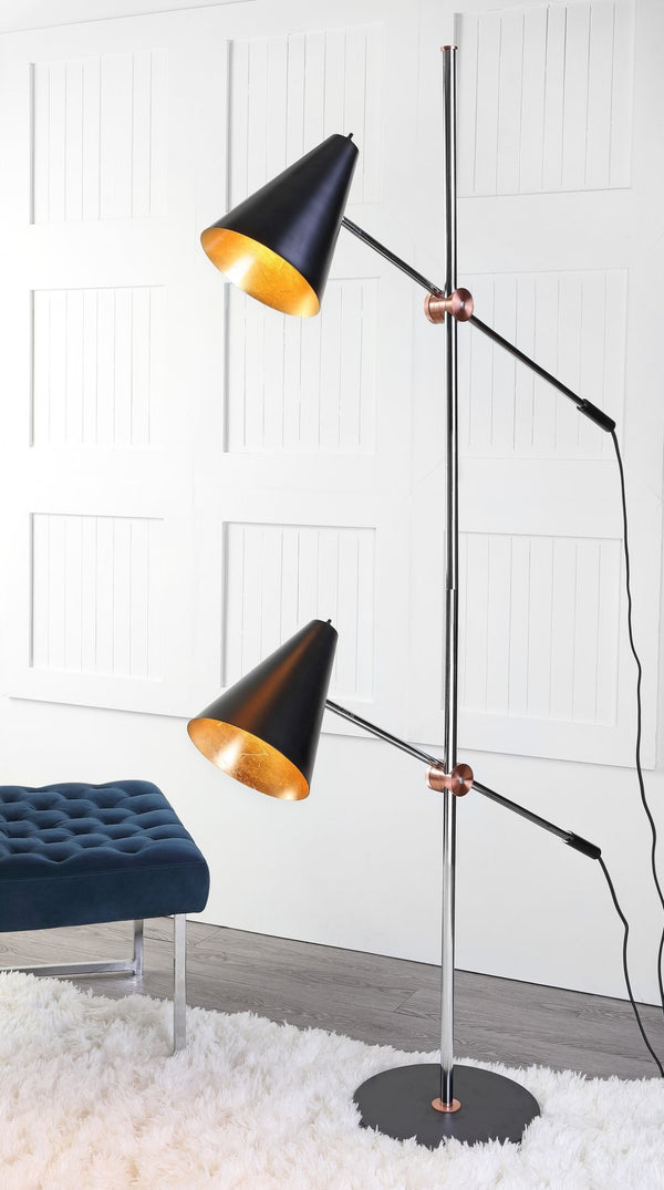 Safavieh REED Floor Lamp - Modern Minimalist Lighting Solution for Brightening Living Spaces and Offices Chrome / Black LIT4518B