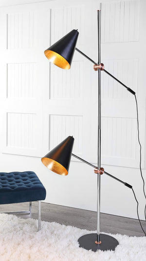 Safavieh REED Floor Lamp - Modern Minimalist Lighting Solution for Brightening Living Spaces and Offices Chrome / Black LIT4518B
