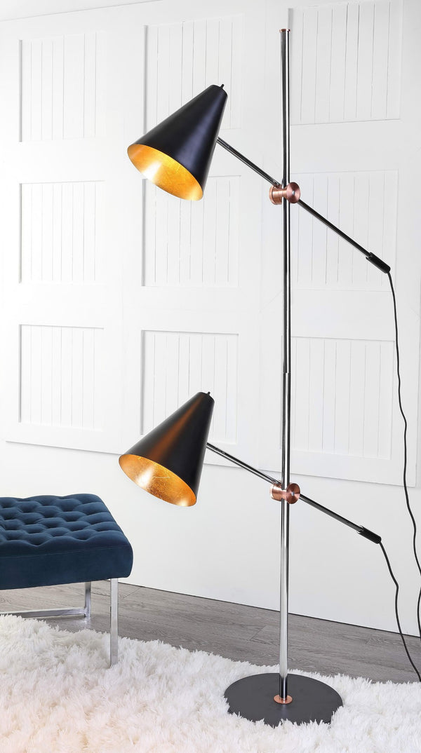 Safavieh REED Floor Lamp - Modern Minimalist Lighting Solution for Brightening Living Spaces and Offices Chrome / Black LIT4518B