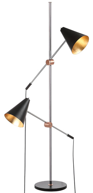 Safavieh REED Floor Lamp - Modern Minimalist Lighting Solution for Brightening Living Spaces and Offices Chrome / Black LIT4518B