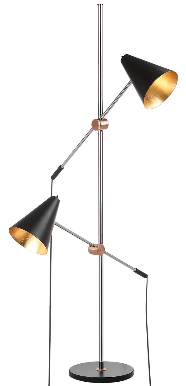 Safavieh REED Floor Lamp - Modern Minimalist Lighting Solution for Brightening Living Spaces and Offices Chrome / Black LIT4518B