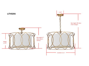 Safavieh SILAS, 21.5-Inch Extendable Gold Iron Pendant Light for Elegant Home Décor & Custom Illumination LIT4520A