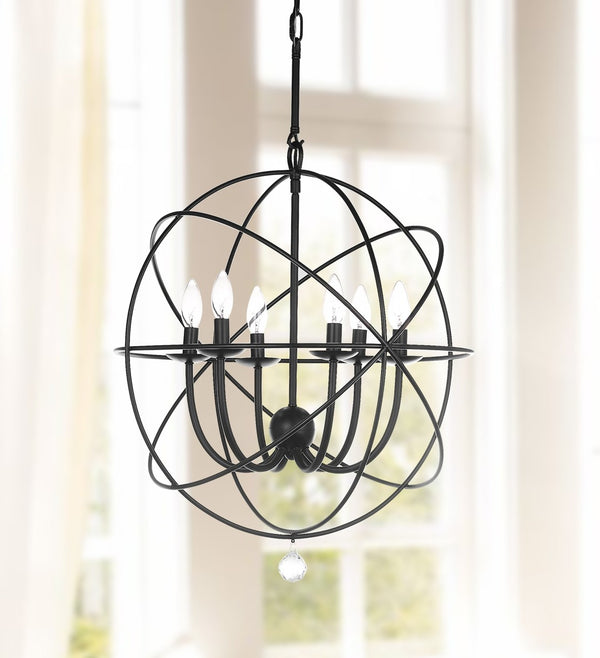 Safavieh EVIE, 4-Light Adjustable Chandelier - Sleek Black Iron Design for Modern & Transitional Spaces LIT4521A
