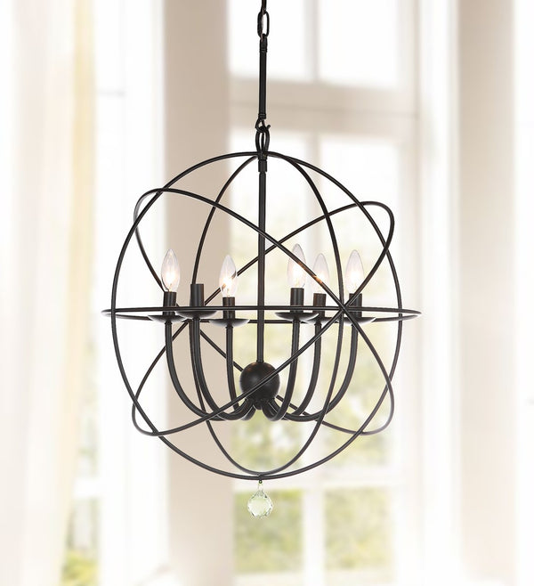 Safavieh EVIE, 4-Light Adjustable Chandelier - Sleek Black Iron Design for Modern & Transitional Spaces LIT4521A