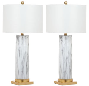 Safavieh ABNER, Elegant 31.25-Inch Black and White Ceramic Table Lamp Set of 2 for Modern Home Decor LIT4522B-SET2