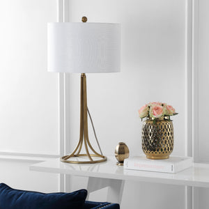 Safavieh MCKENNA, Elegant 30-Inch Bronze Iron Table Lamp Set of 2 with Ceramic-Marble Finish for Any Room LIT4527A-SET2