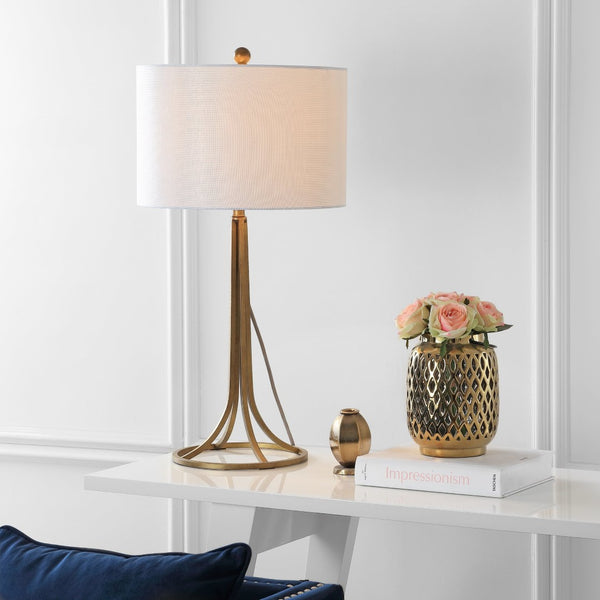 Safavieh MCKENNA, Elegant 30-Inch Bronze Iron Table Lamp Set of 2 with Ceramic-Marble Finish for Any Room LIT4527A-SET2