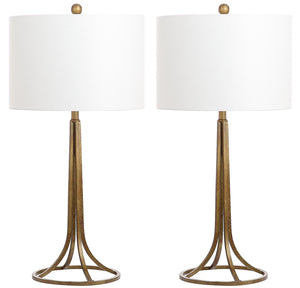 Safavieh MCKENNA, Elegant 30-Inch Bronze Iron Table Lamp Set of 2 with Ceramic-Marble Finish for Any Room LIT4527A-SET2