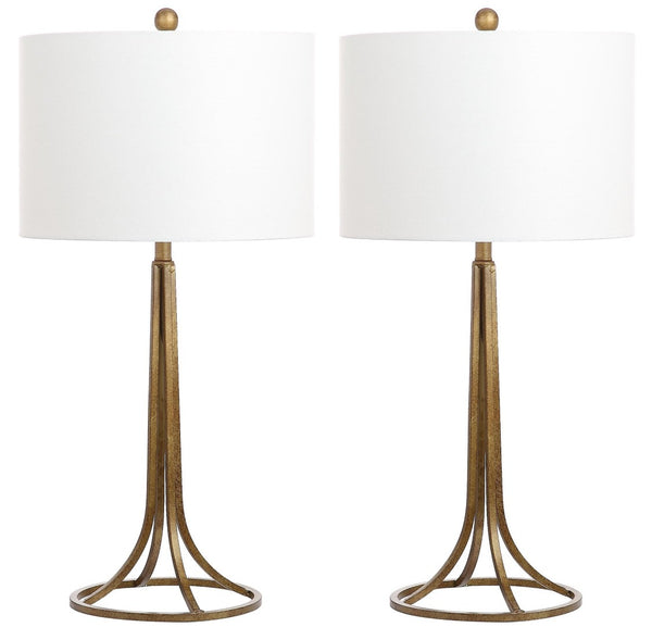 Safavieh MCKENNA, Elegant 30-Inch Bronze Iron Table Lamp Set of 2 with Ceramic-Marble Finish for Any Room LIT4527A-SET2