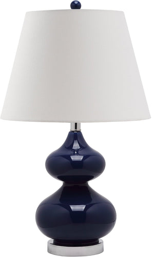 Safavieh EVA Double Gourd Table Lamp - Modern Glass Lighting for Elegant Home Decor & Functional Ambiance Navy LITS4086B