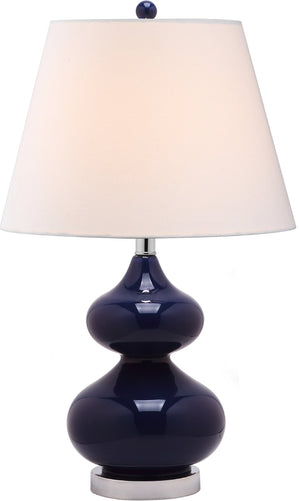 Safavieh EVA Double Gourd Table Lamp - Modern Glass Lighting for Elegant Home Decor & Functional Ambiance Navy LITS4086B