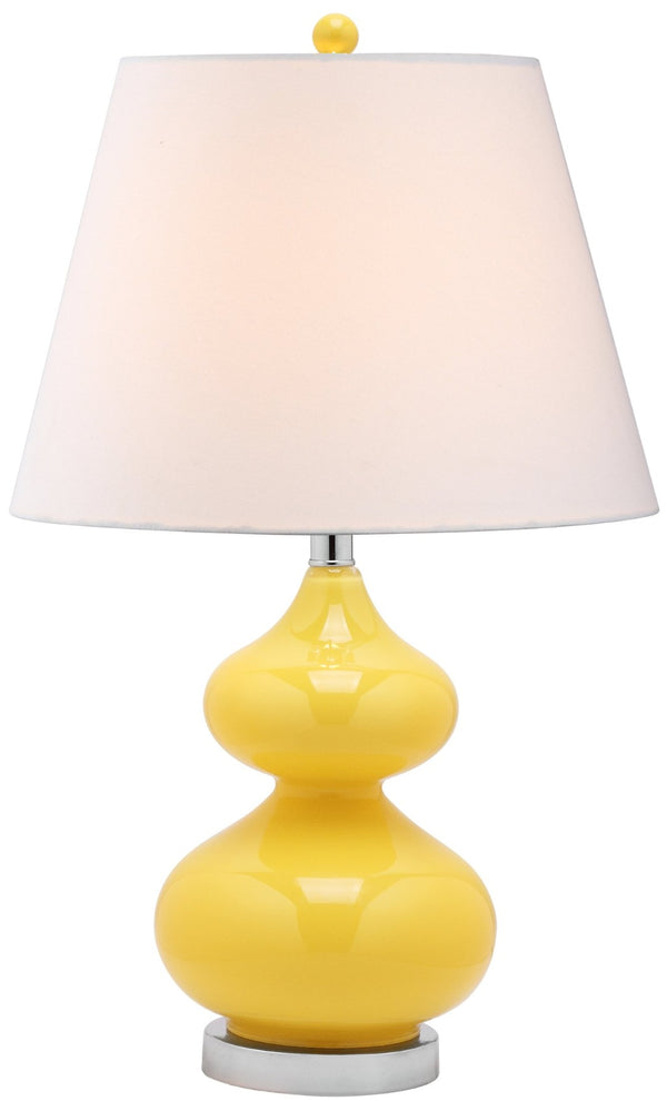 Safavieh EVA Double Gourd Table Lamp - Modern Glass Lighting for Elegant Home Decor & Functional Ambiance Yellow LITS4086H