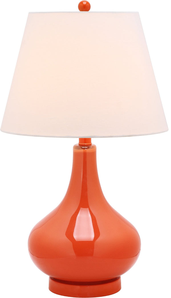 Safavieh 26" Vibrant Orange Glass Lamp with Cream Linen Shade - Modern Accent for Stylish Home Décor LITS4087D