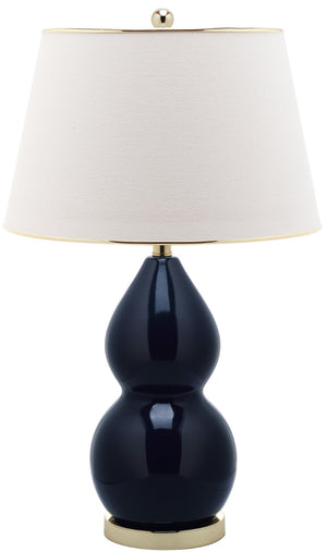 Safavieh JILL Double Gourd Ceramic Lamp - Elegant Ambient Lighting for Modern Living Spaces and Decor Navy LITS4093B