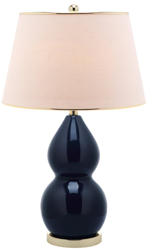 Safavieh JILL Double Gourd Ceramic Lamp - Elegant Ambient Lighting for Modern Living Spaces and Decor Navy LITS4093B