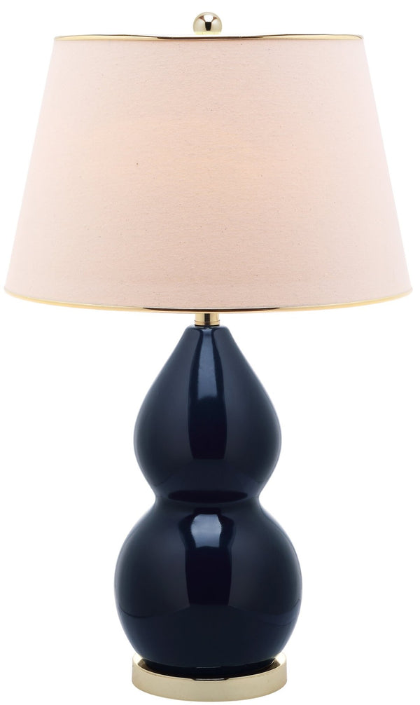 Safavieh JILL Double Gourd Ceramic Lamp - Elegant Ambient Lighting for Modern Living Spaces and Decor Navy LITS4093B