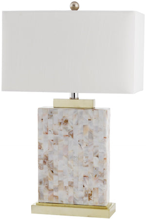Safavieh 24.5" Coastal Shell Lamp with Cream Geneva Shade - Elegant Home Accent for All Décor Styles LITS4107A