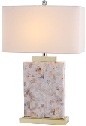 Safavieh 24.5" Coastal Shell Lamp with Cream Geneva Shade - Elegant Home Accent for All Décor Styles LITS4107A