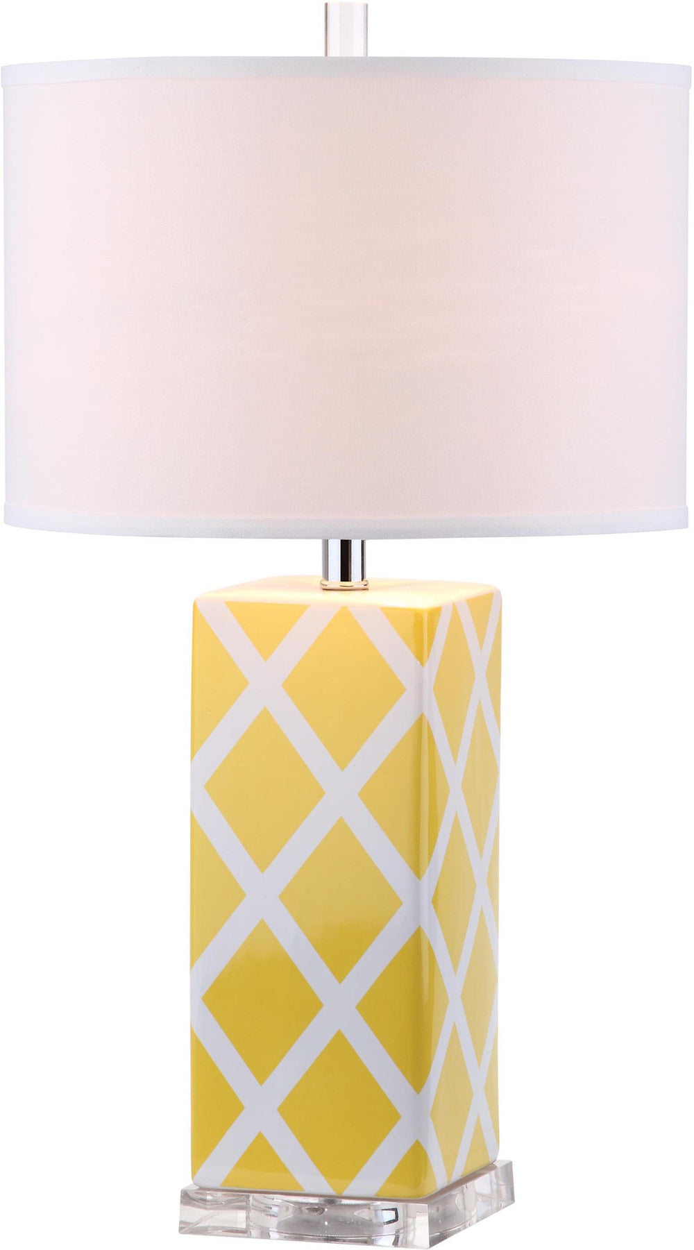 Safavieh GARDEN Ceramic Table Lamp, 27-Inch Lattice Design for Elegant Home Décor and Soft Illumination Yellow LITS4134G