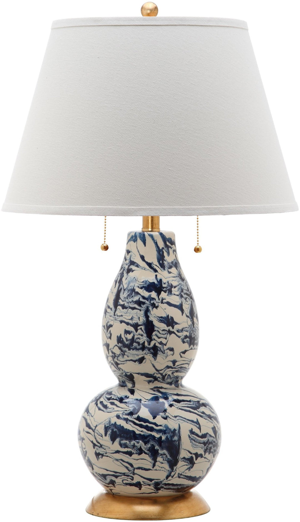 Safavieh COLOR Swirls Glass Table Lamp - Artistic Design for Ambient Lighting in Contemporary Interiors Navy / White LITS4159A