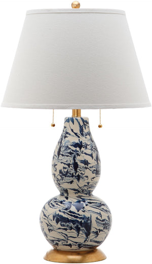 Safavieh COLOR Swirls Glass Table Lamp - Artistic Design for Ambient Lighting in Contemporary Interiors Navy / White LITS4159A