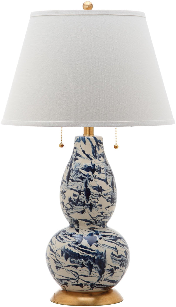 Safavieh COLOR Swirls Glass Table Lamp - Artistic Design for Ambient Lighting in Contemporary Interiors Navy / White LITS4159A