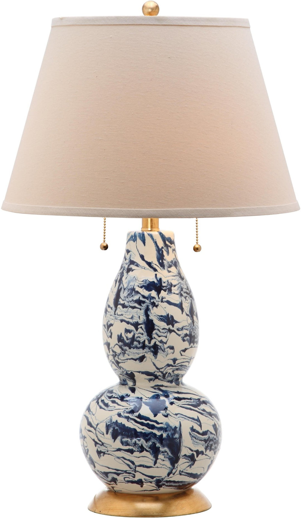 Safavieh COLOR Swirls Glass Table Lamp - Artistic Design for Ambient Lighting in Contemporary Interiors Navy / White LITS4159A