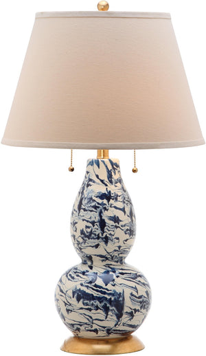 Safavieh COLOR Swirls Glass Table Lamp - Artistic Design for Ambient Lighting in Contemporary Interiors Navy / White LITS4159A