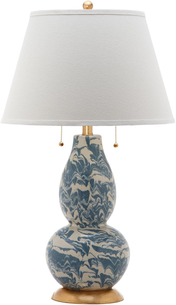 Safavieh COLOR Swirls Glass Table Lamp - Artistic Design for Ambient Lighting in Contemporary Interiors Blue / White LITS4159D