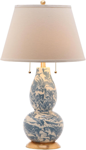 Safavieh COLOR Swirls Glass Table Lamp - Artistic Design for Ambient Lighting in Contemporary Interiors Blue / White LITS4159D