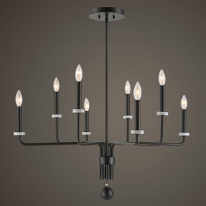 Uttermost Ebony Elegance 8 Light Chandelier 21353 STEEL, MARBLE