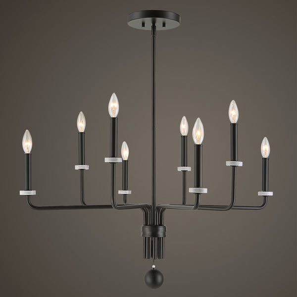 Uttermost Ebony Elegance 8 Light Chandelier 21353 STEEL, MARBLE