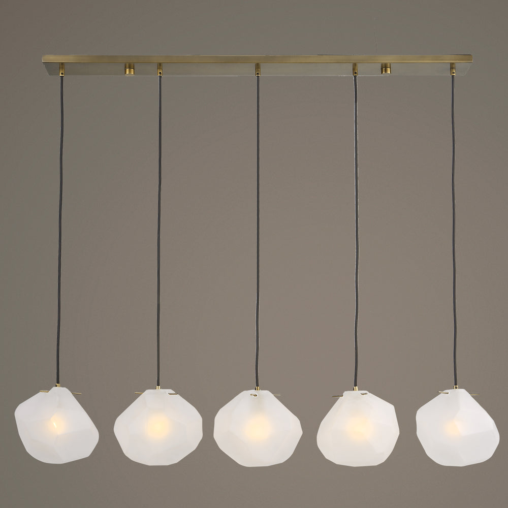 Uttermost Geodesic 5 Light Linear Pendant 21577 STEEL, GLASS
