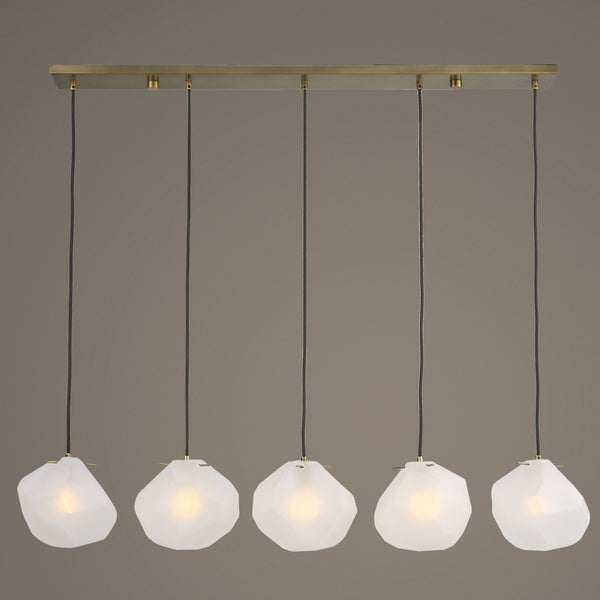 Uttermost Geodesic 5 Light Linear Pendant 21577 STEEL, GLASS