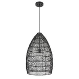 Uttermost Nandi 1 Light Woven Black Pendant 21588 STEEL, RATTAN