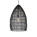 Uttermost Nandi 1 Light Woven Black Pendant 21588 STEEL, RATTAN