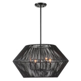 Uttermost Suva 4 Light Black Rope Pendant 21589 STEEL, RATTAN