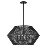 Uttermost Suva 4 Light Black Rope Pendant 21589 STEEL, RATTAN