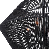 Uttermost Suva 4 Light Black Rope Pendant 21589 STEEL, RATTAN