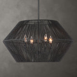 Uttermost Suva 4 Light Black Rope Pendant 21589 STEEL, RATTAN