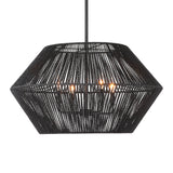 Uttermost Suva 4 Light Black Rope Pendant 21589 STEEL, RATTAN