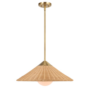 Uttermost Phuvinh 1 Light Rattan Shade Pendant 21590 STEEL, RATTAN,GLASS