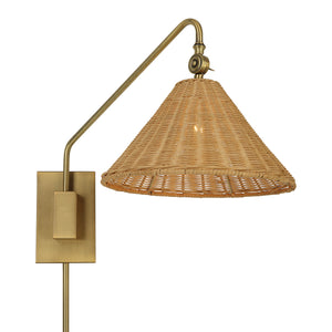 Uttermost Phuvinh 1 Light Rattan Shade Sconce 22571 STEEL, RATTAN